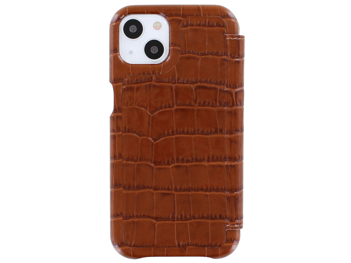 Graffi Oyster Croco Cognac Leer - iPhone 13 hoesje