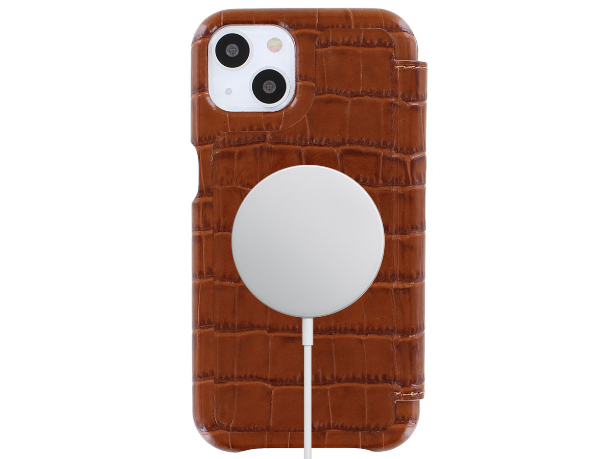 Graffi Oyster Croco Cognac Leer - iPhone 13 hoesje