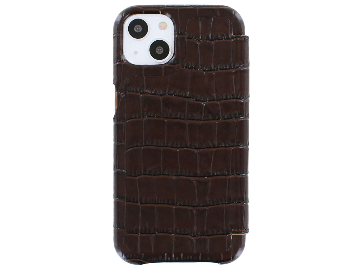 Graffi Oyster Croco Bruin Leer - iPhone 13 hoesje