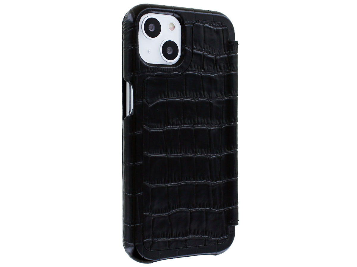 Graffi Oyster Croco Zwart Leer - iPhone 13 hoesje