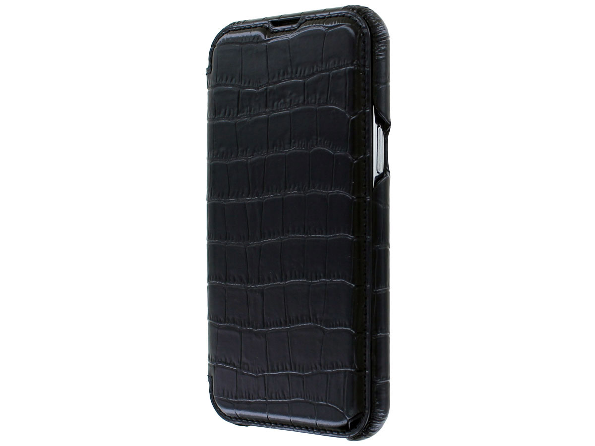 Graffi Oyster Croco Zwart Leer - iPhone 13 hoesje