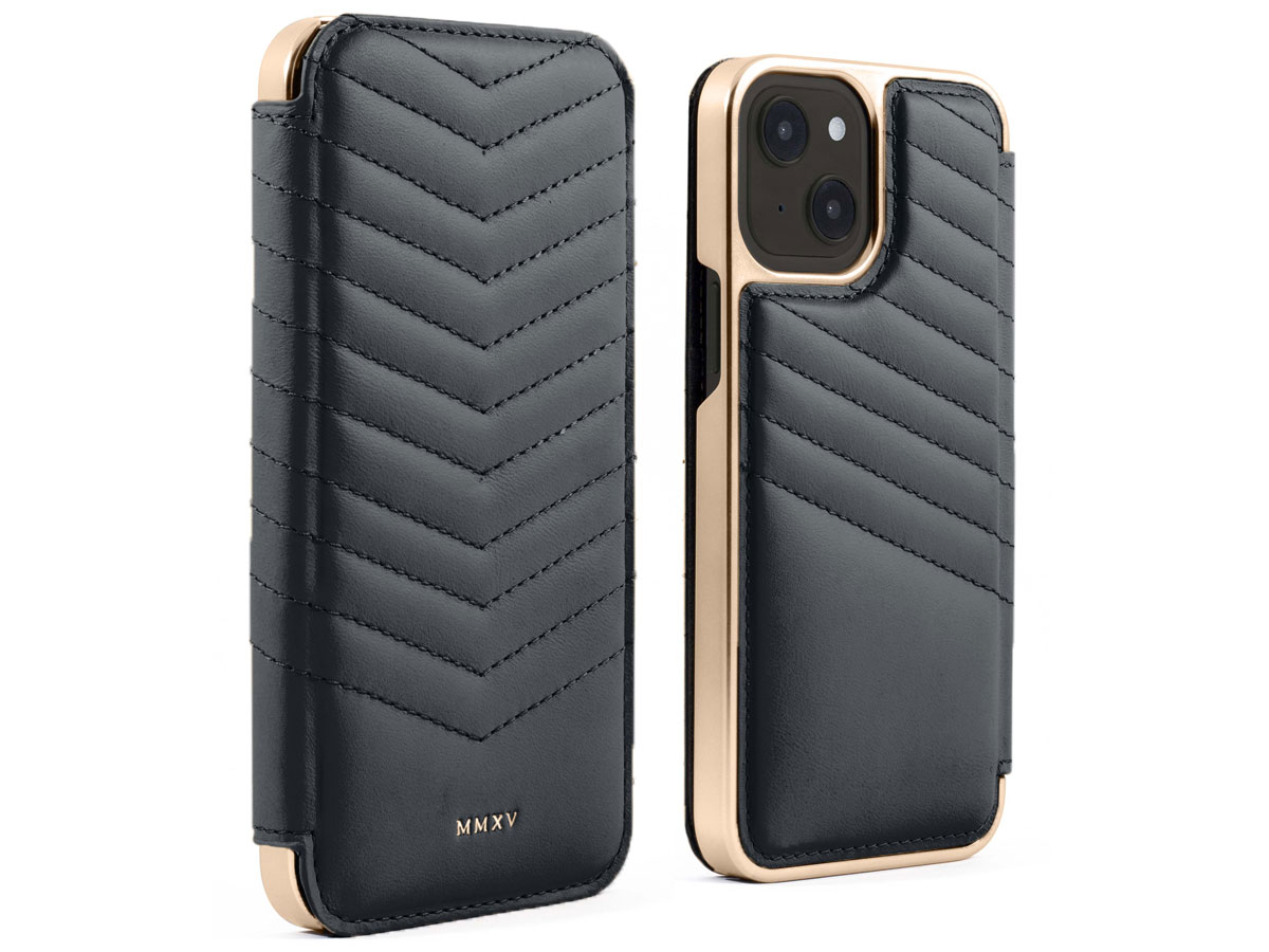 tyfoon Indirect Platteland Greenwich Portland Luxe iPhone 13 Hoesje | Zwart/Goud