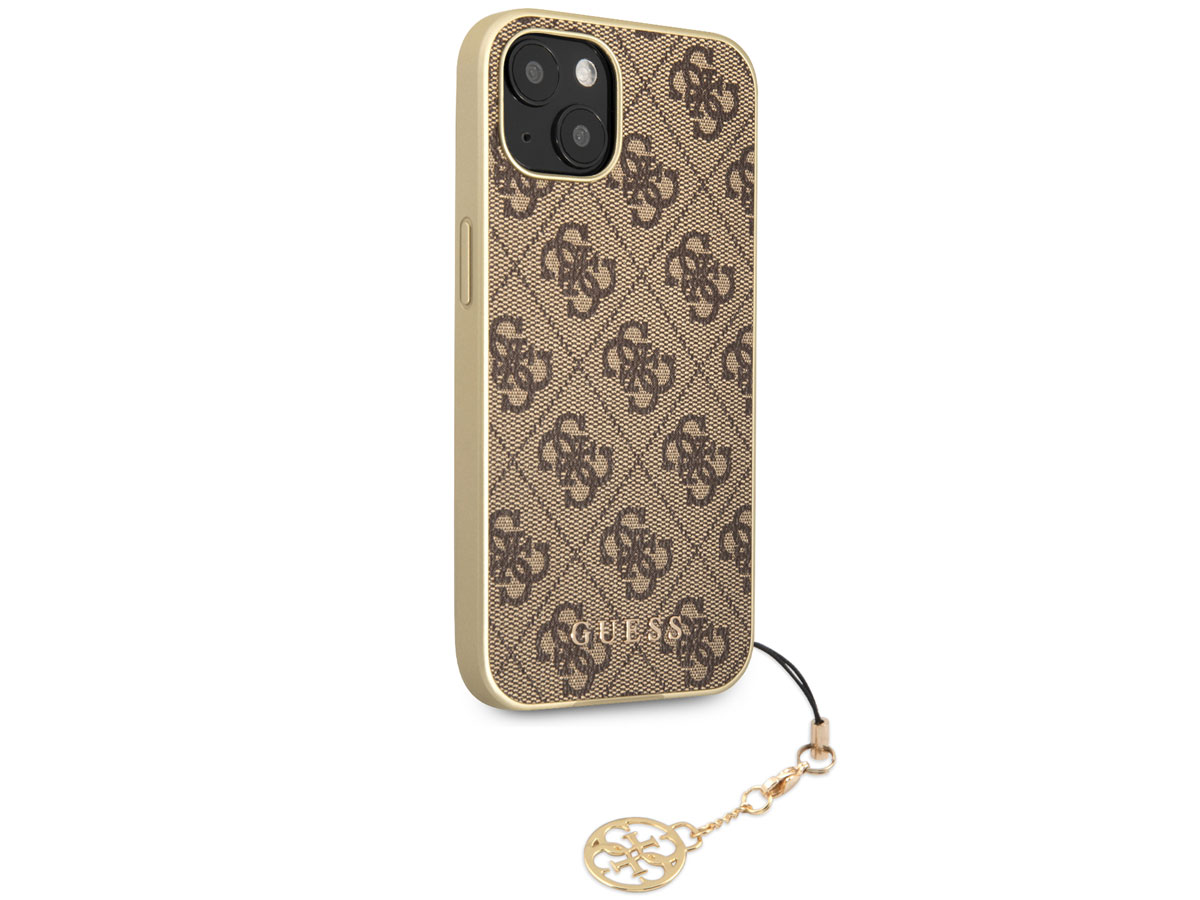 Guess 4G Monogram Charm Case Bruin - iPhone 13 hoesje