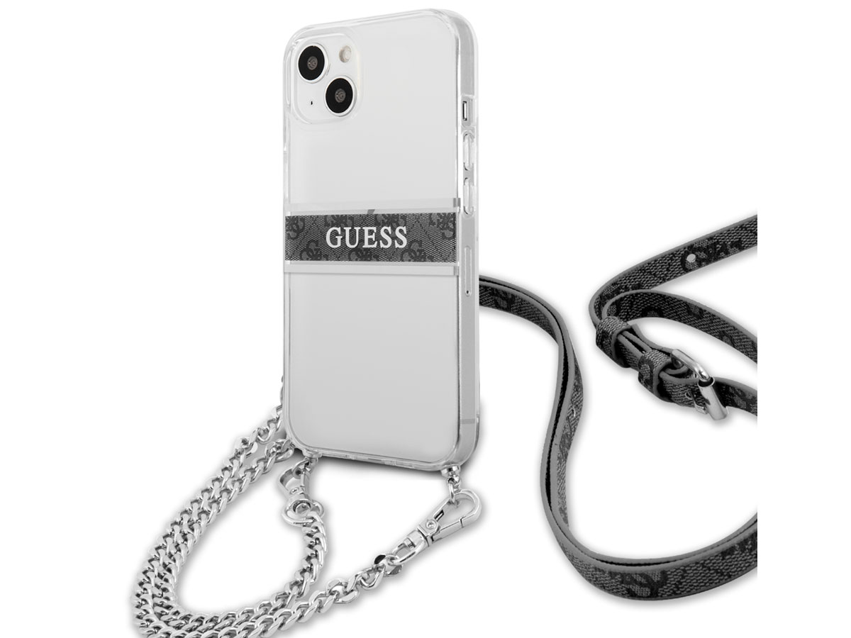 Guess 4G Monogram Crossbody Case Grijs - iPhone 13 hoesje