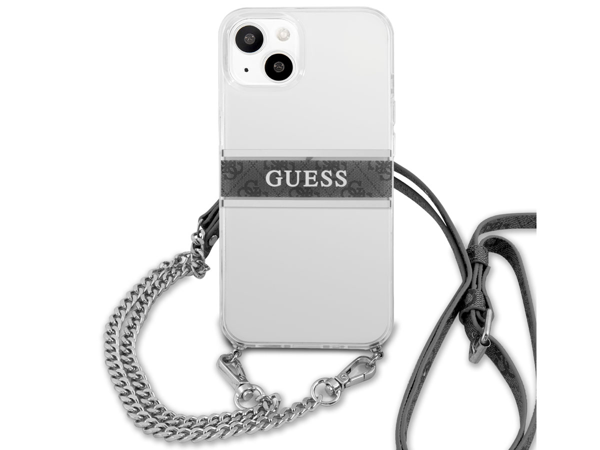 Guess 4G Monogram Crossbody Case Grijs - iPhone 13 hoesje