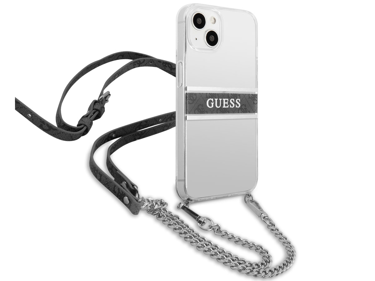 Guess 4G Monogram Crossbody Case Grijs - iPhone 13 hoesje