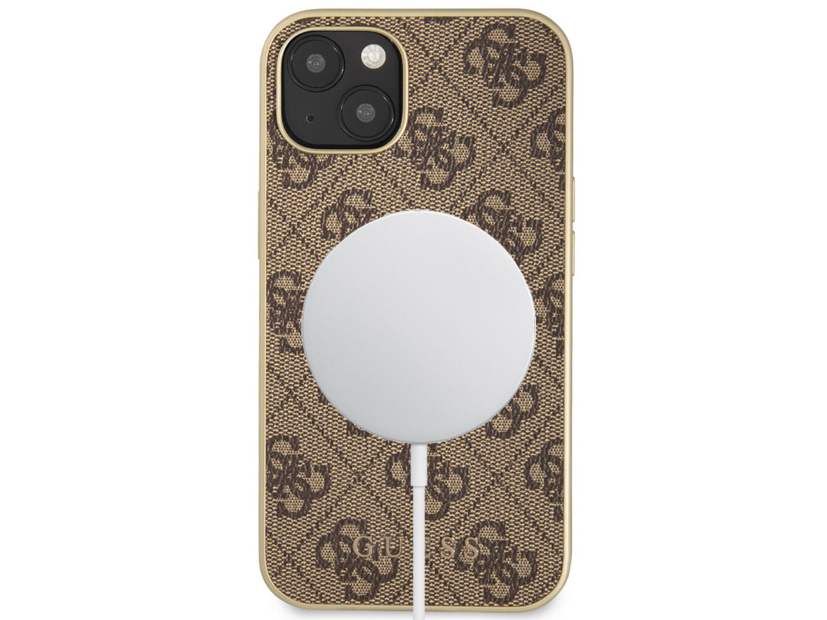 Guess 4G Monogram MagSafe Case Bruin - iPhone 13 hoesje