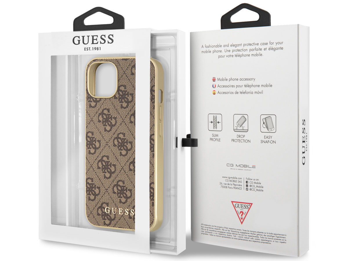 Guess 4G Monogram MagSafe Case Bruin - iPhone 13 hoesje