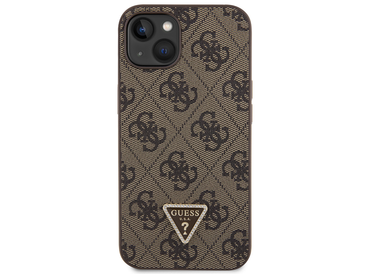 Guess 4G Monogram Necklace Case Bruin - iPhone 13 hoesje