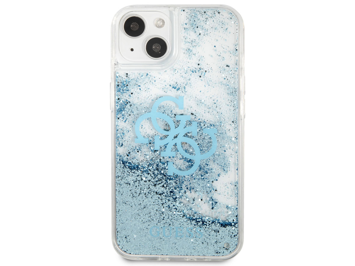 Guess Big 4G Liquid Glitter Case Blauw - iPhone 13 hoesje