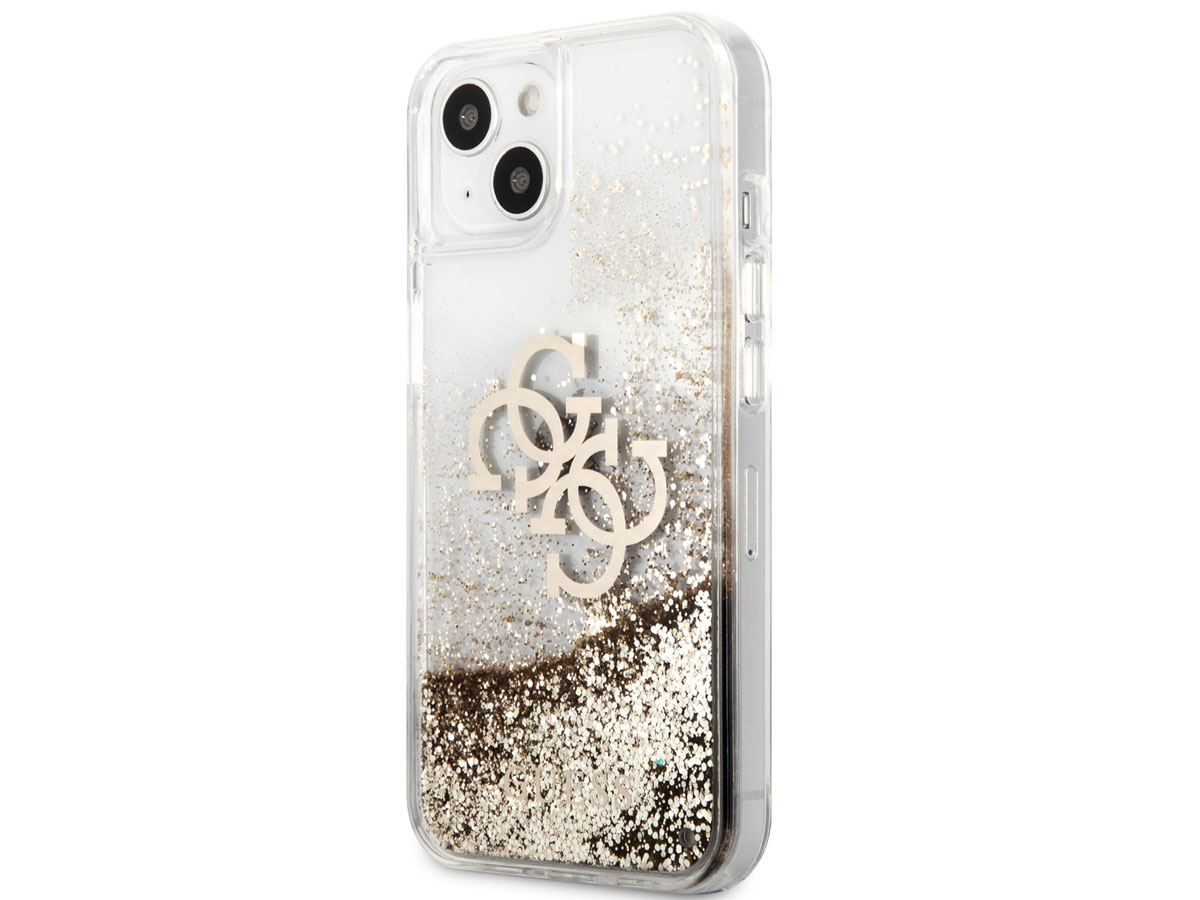 Guess Big 4G Liquid Glitter Case Goud - iPhone 13 hoesje