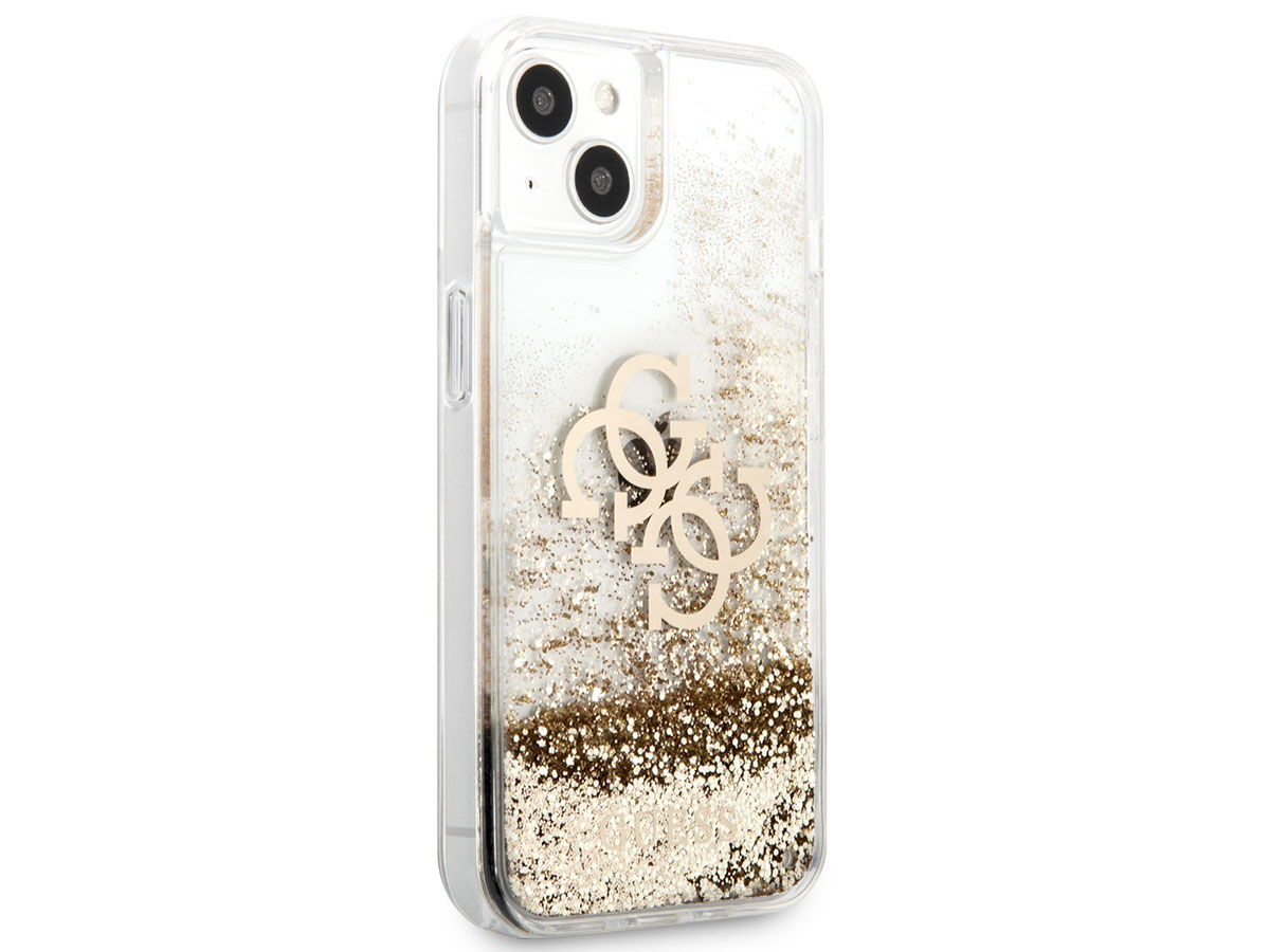 Guess Big 4G Liquid Glitter Case Goud - iPhone 13 hoesje