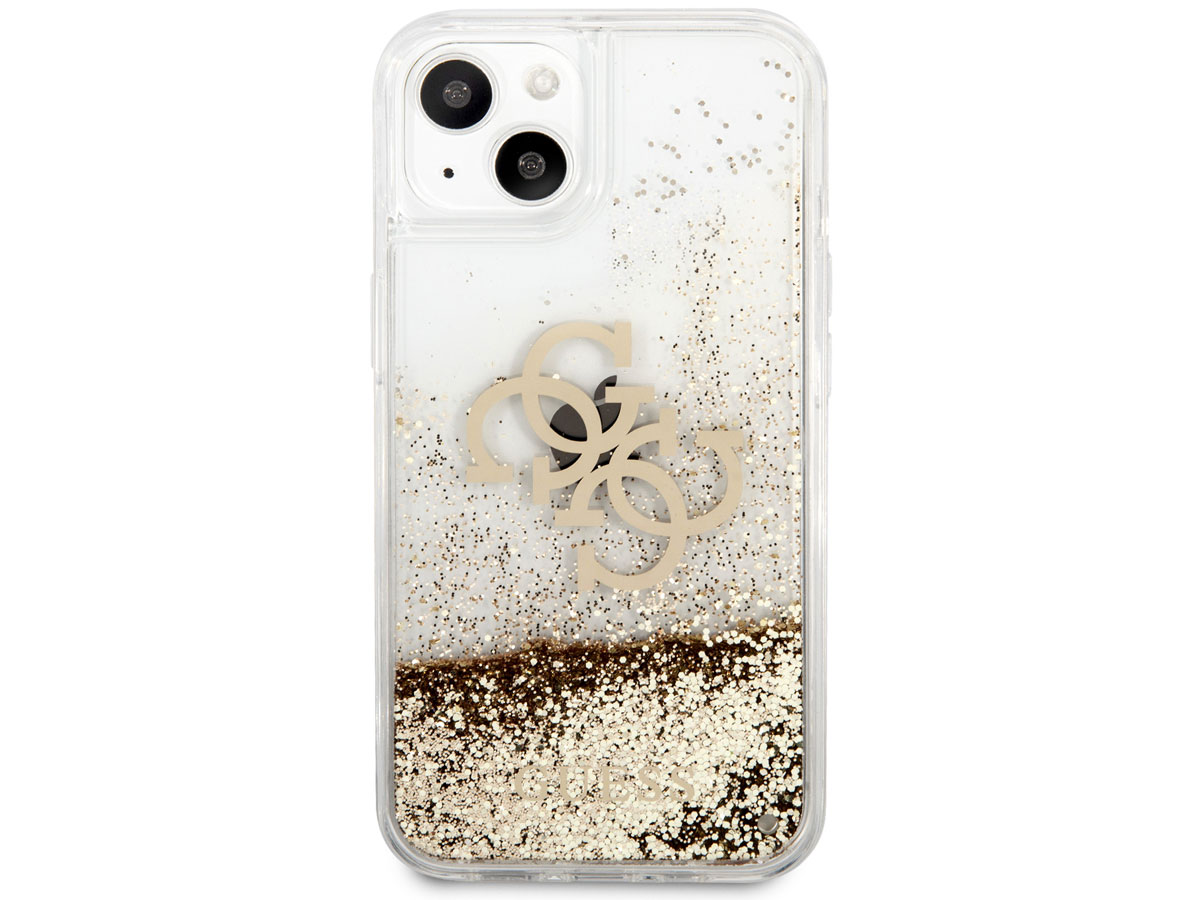 Guess Big 4G Liquid Glitter Case Goud - iPhone 13 hoesje