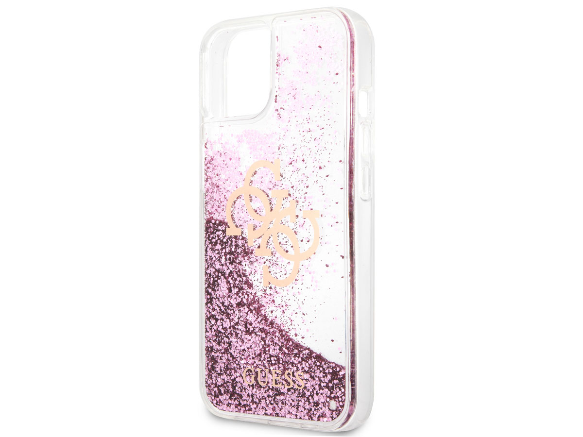 Guess Big 4G Liquid Glitter Case Roze - iPhone 13 hoesje