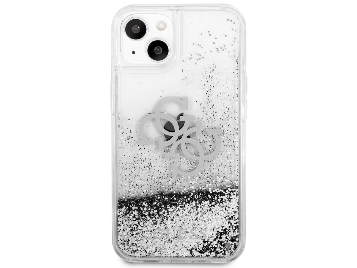 Guess Big 4G Liquid Glitter Case Zilver - iPhone 13 hoesje