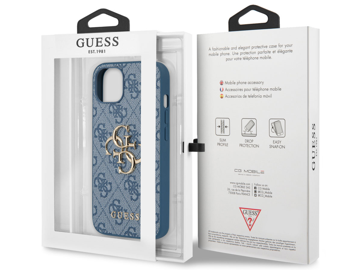 Guess Big 4G Monogram Case Blauw - iPhone 13 hoesje