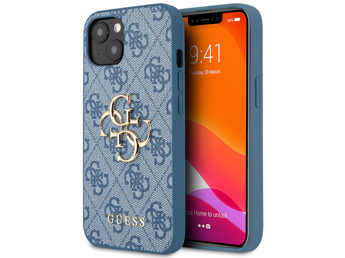 Guess Big 4G Monogram Case Blauw - iPhone 13 hoesje