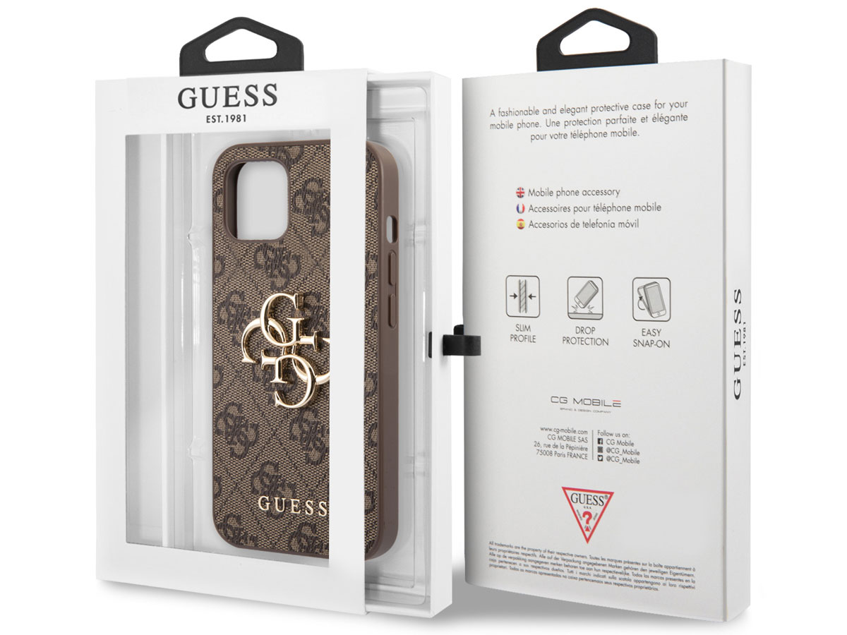 Guess Big 4G Monogram Case Bruin - iPhone 13 hoesje