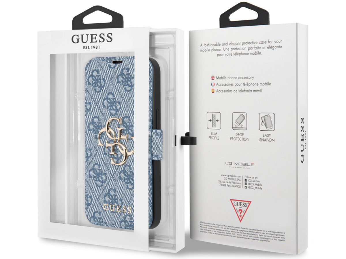 Guess Big 4G Monogram BookCase Blauw - iPhone 13 hoesje