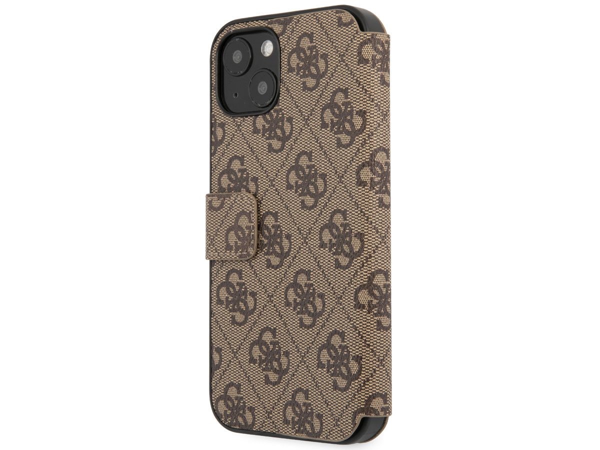 Guess Big 4G Monogram BookCase Bruin - iPhone 13 hoesje