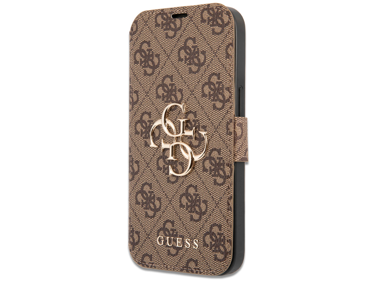 Guess Big 4G Monogram BookCase Bruin - iPhone 13 hoesje