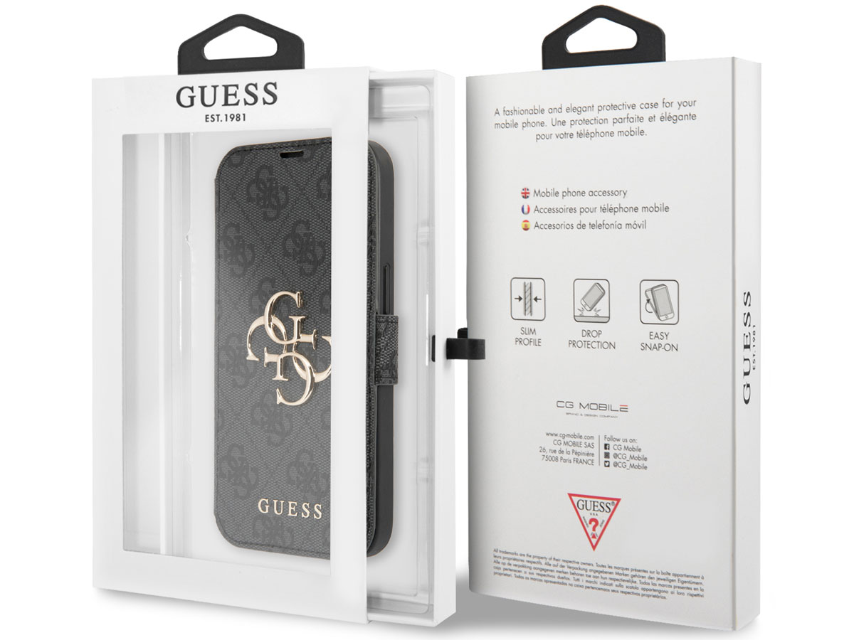 Guess Big 4G Monogram BookCase Grijs - iPhone 13 hoesje