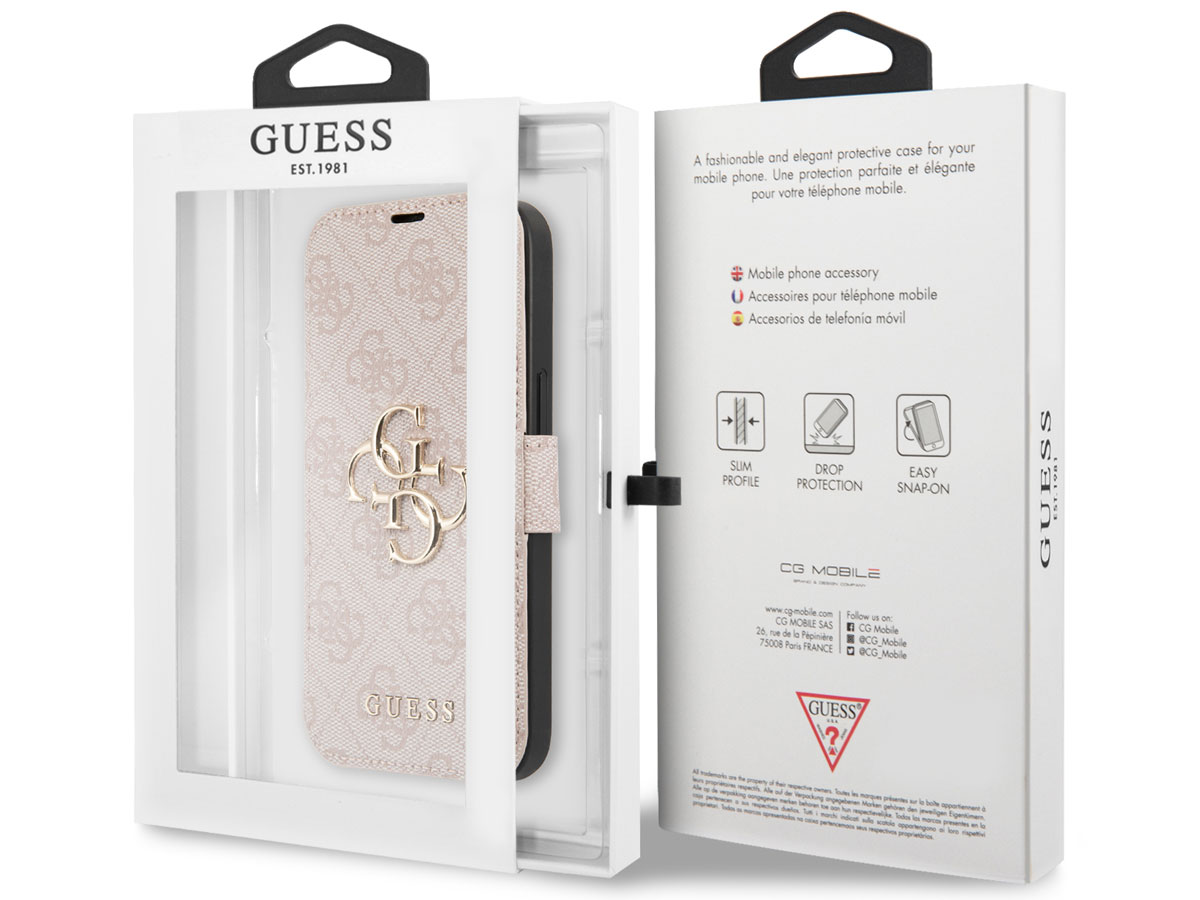 Guess Big 4G Monogram BookCase Roze - iPhone 13 hoesje