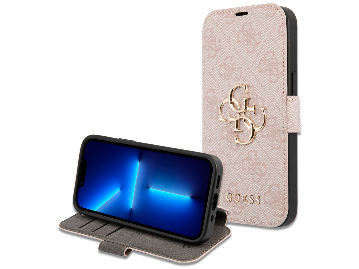 Guess Big 4G Monogram BookCase Roze - iPhone 13 hoesje