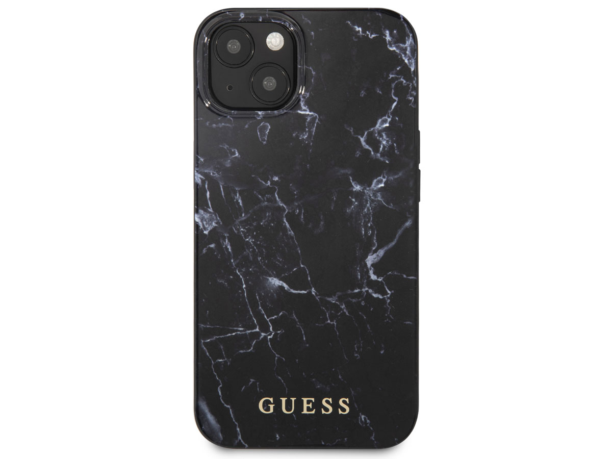 Guess Black Marble Case Zwart - iPhone 13 hoesje