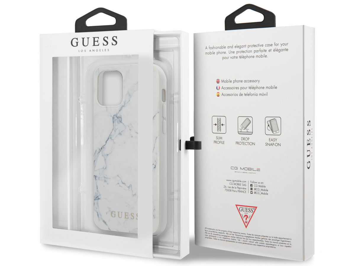 Guess Carrara Marble Case Wit - iPhone 13 hoesje