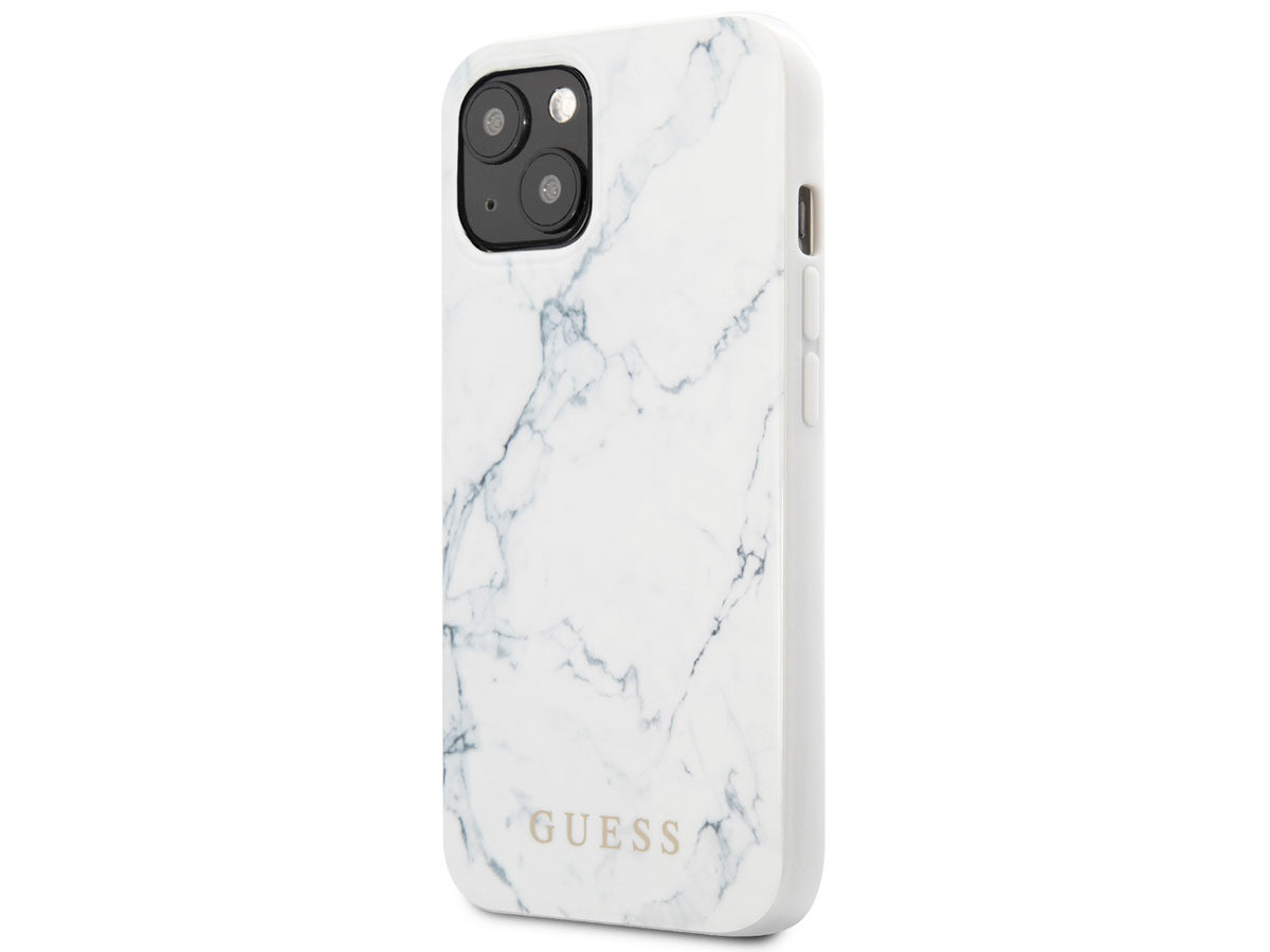 Guess Carrara Marble Case Wit - iPhone 13 hoesje