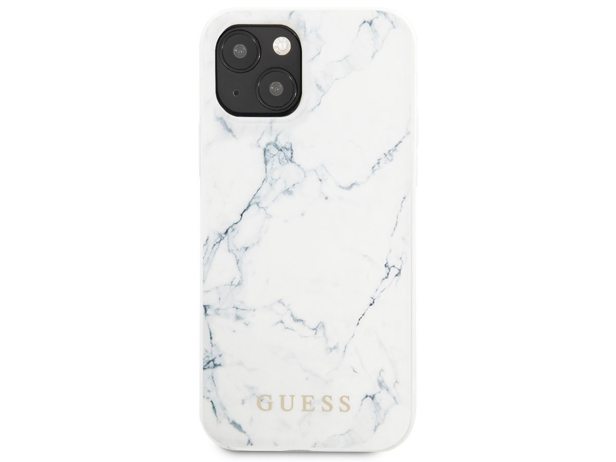 Guess Carrara Marble Case Wit - iPhone 13 hoesje