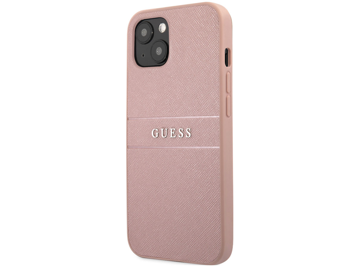 Guess Saffiano Case Roze - iPhone 13 hoesje