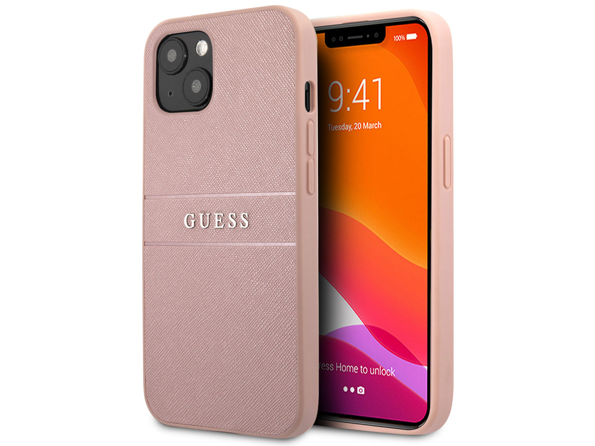 Guess Saffiano Case Roze - iPhone 13 hoesje