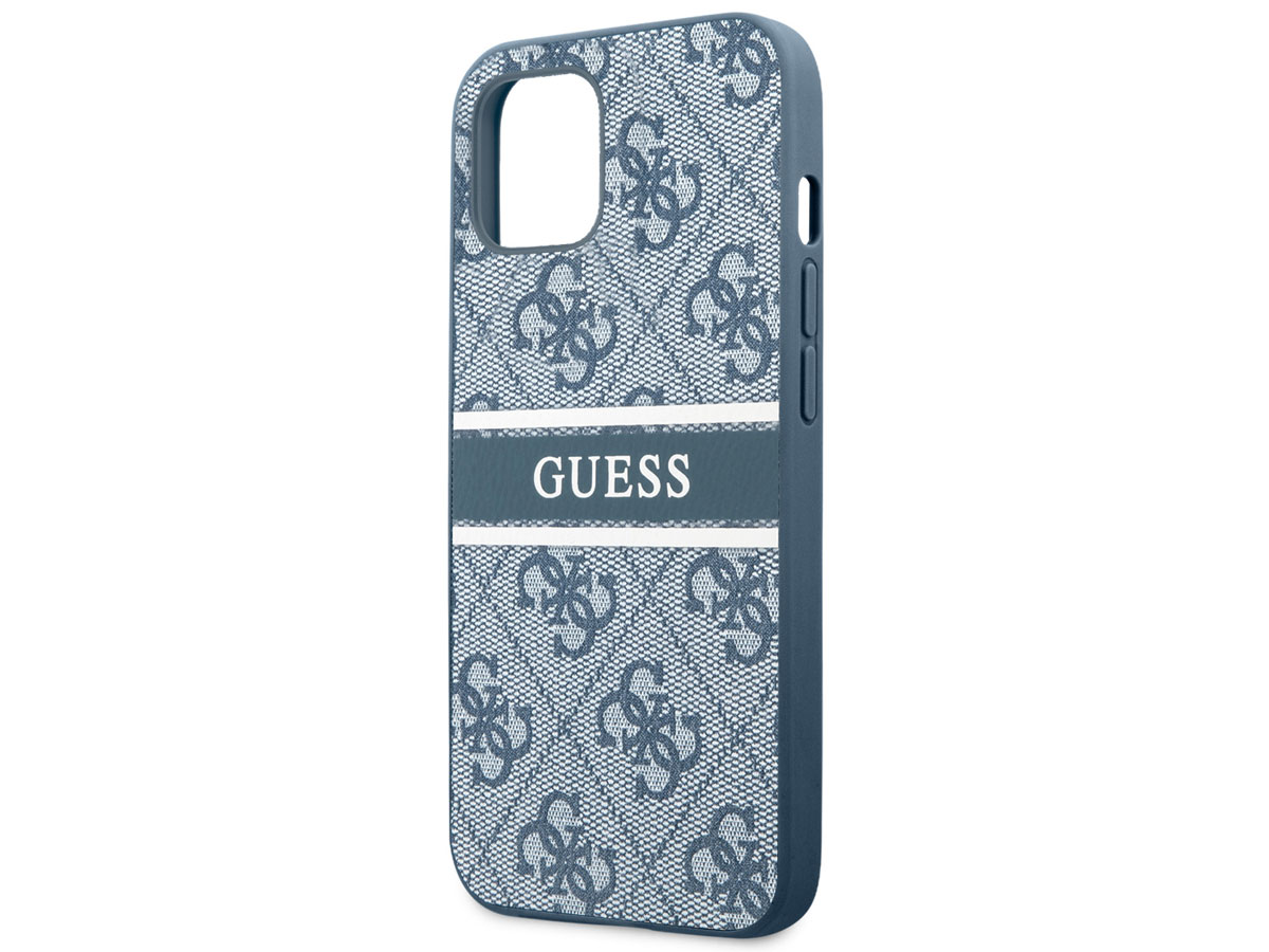 Guess Stripe 4G Monogram Case Blauw - iPhone 13 hoesje