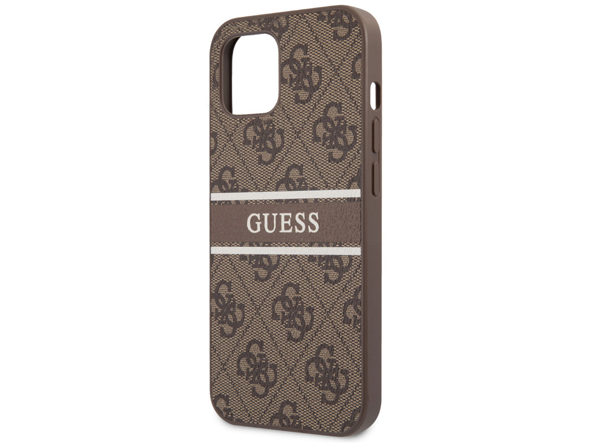 Guess Stripe 4G Monogram Case Bruin - iPhone 13 hoesje