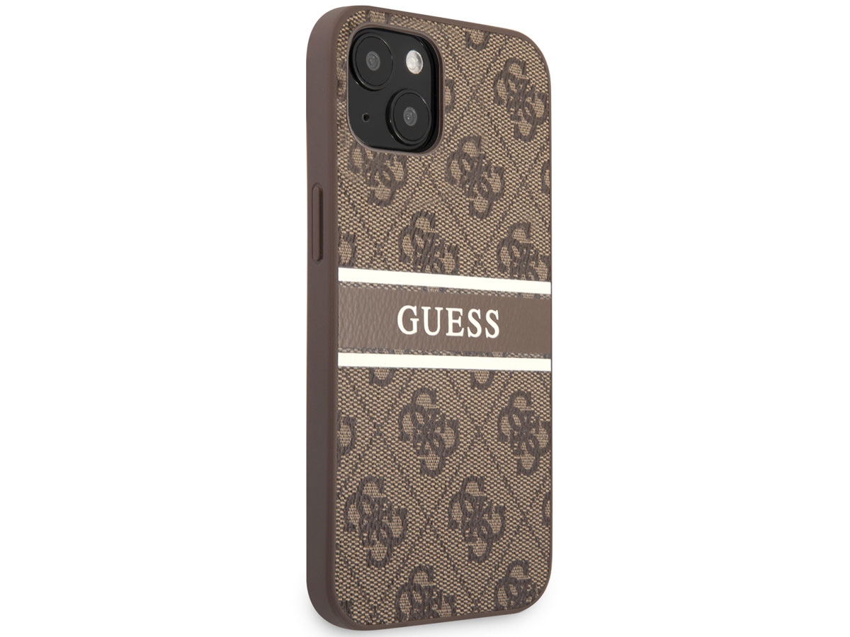 Guess Stripe 4G Monogram Case Bruin - iPhone 13 hoesje