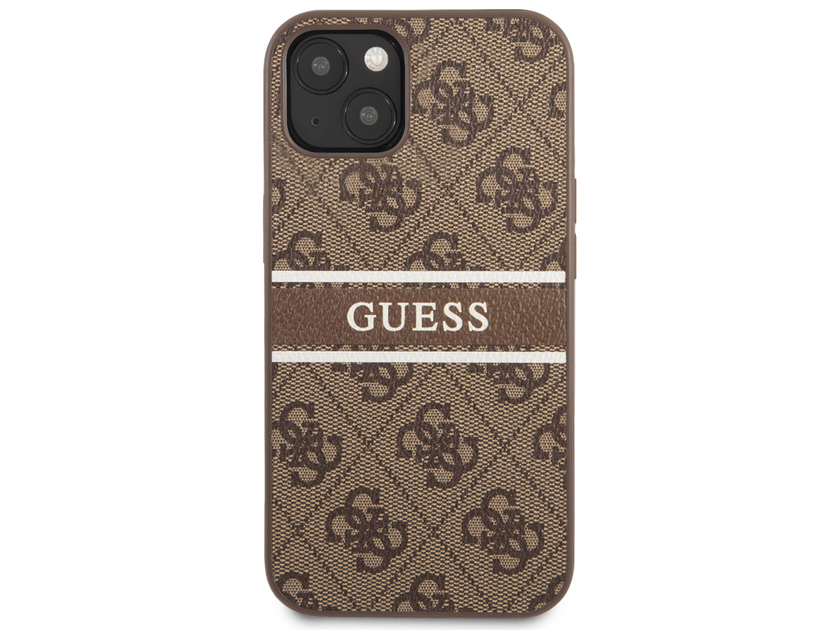 Guess Stripe 4G Monogram Case Bruin - iPhone 13 hoesje