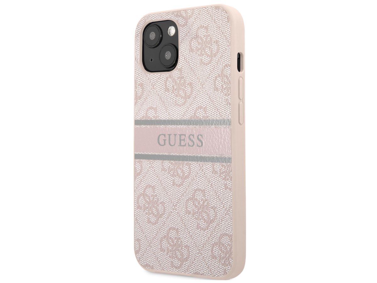 Guess Stripe 4G Monogram Case Roze - iPhone 13 hoesje