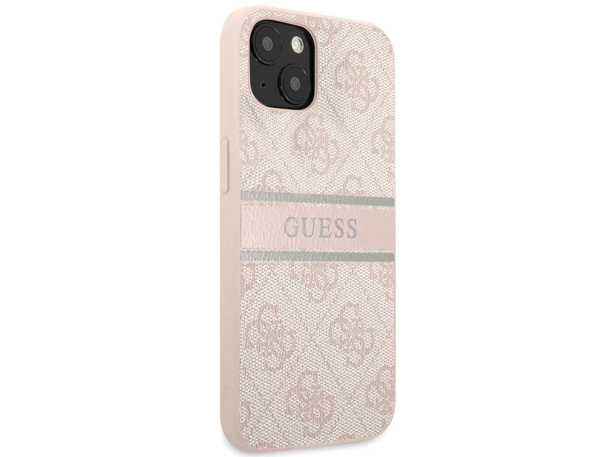 Guess Stripe 4G Monogram Case Roze - iPhone 13 hoesje