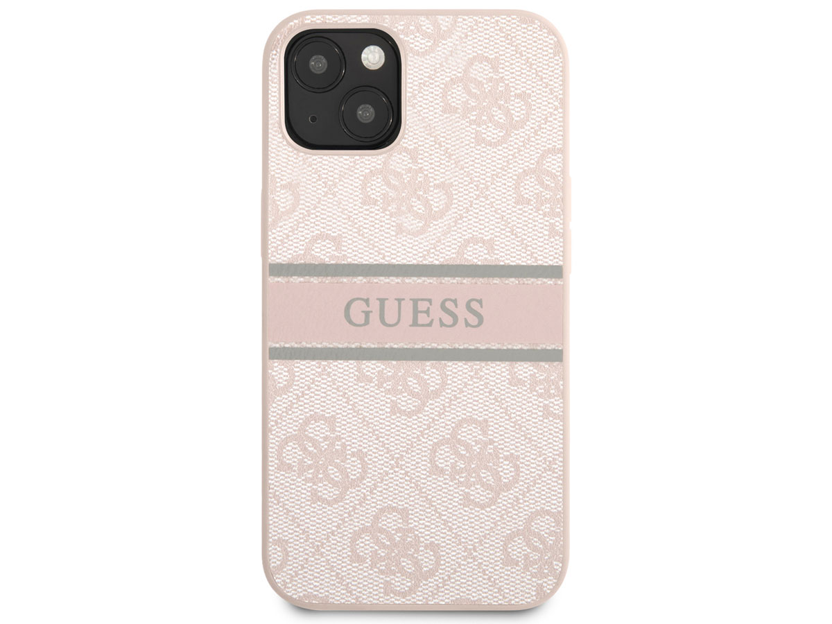 Guess Stripe 4G Monogram Case Roze - iPhone 13 hoesje