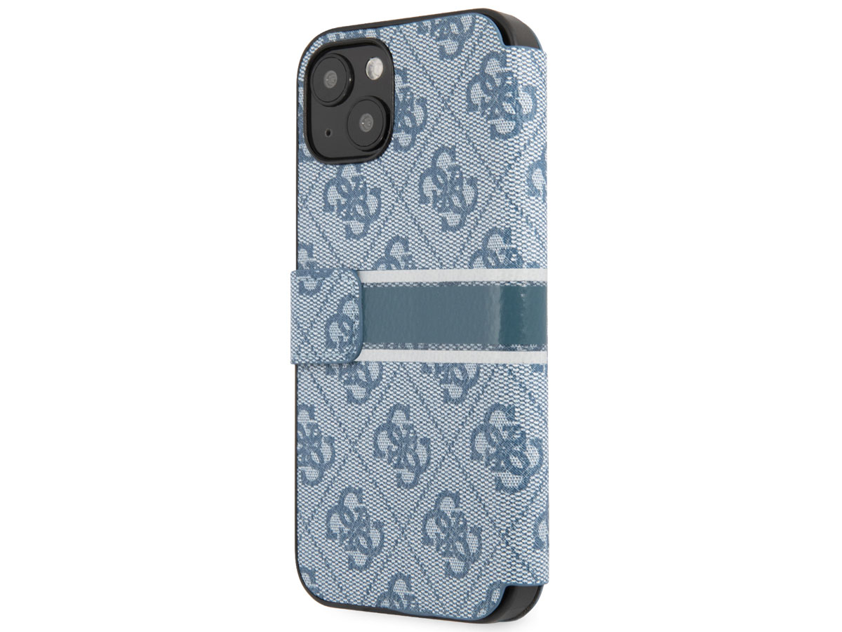 Guess Stripe 4G Monogram BookCase Blauw - iPhone 13 hoesje