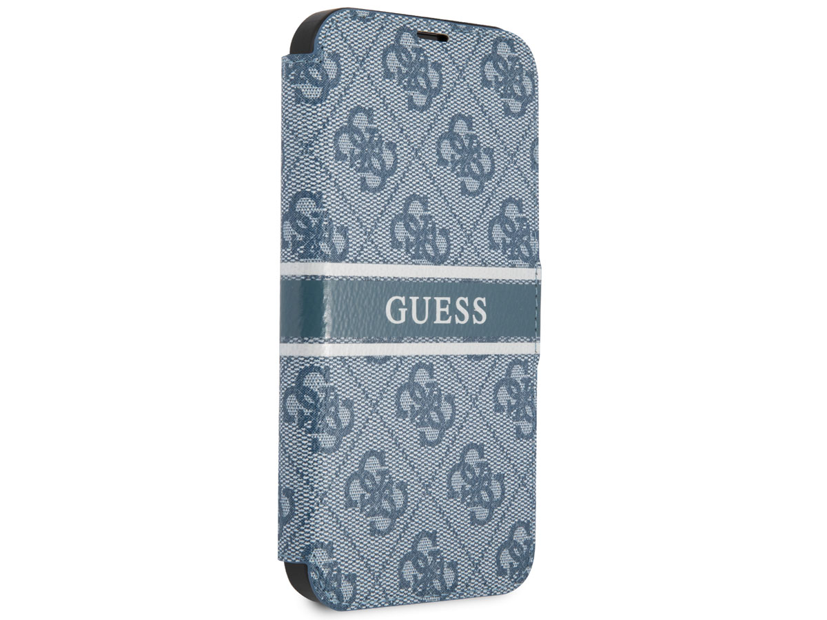 Guess Stripe 4G Monogram BookCase Blauw - iPhone 13 hoesje