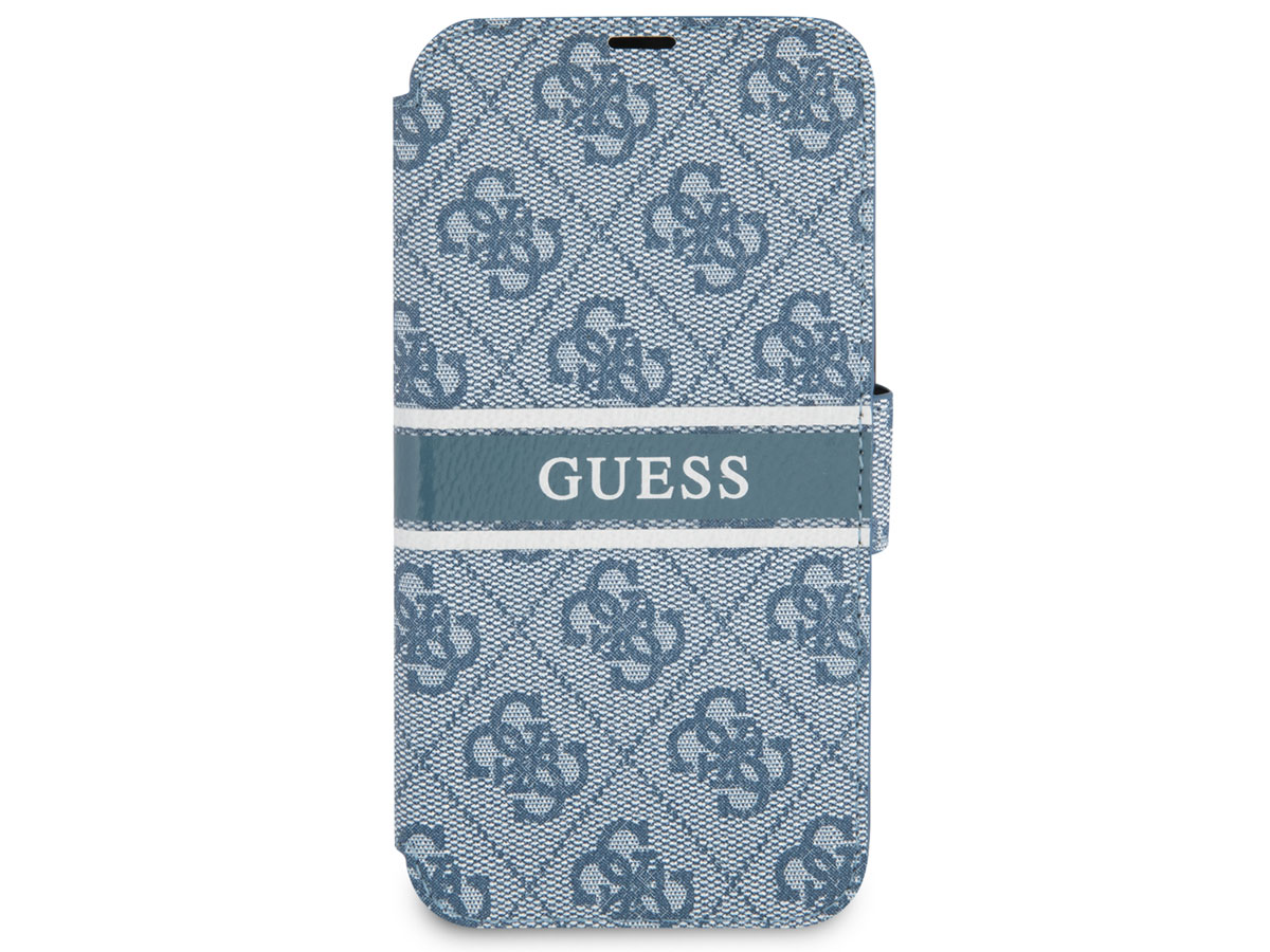 Guess Stripe 4G Monogram BookCase Blauw - iPhone 13 hoesje