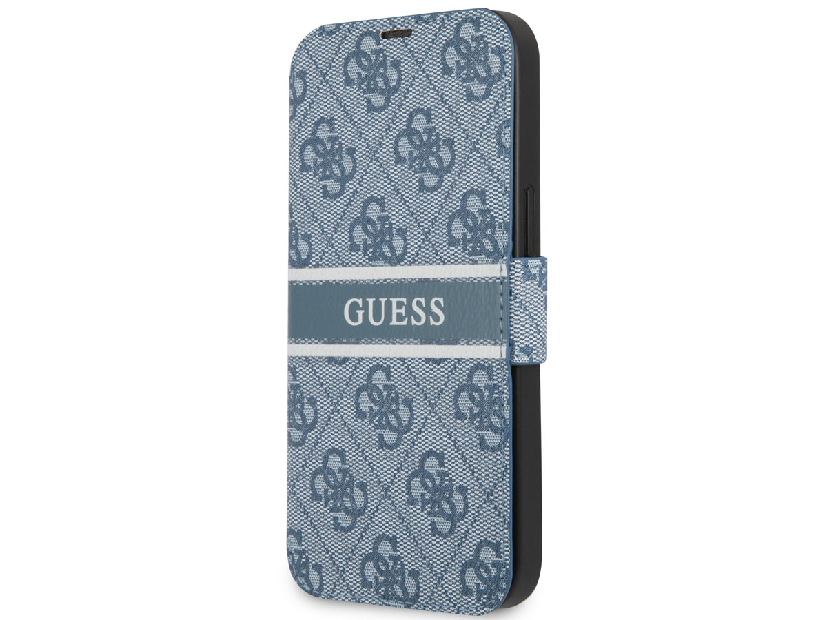 Guess Stripe 4G Monogram BookCase Blauw - iPhone 13 hoesje