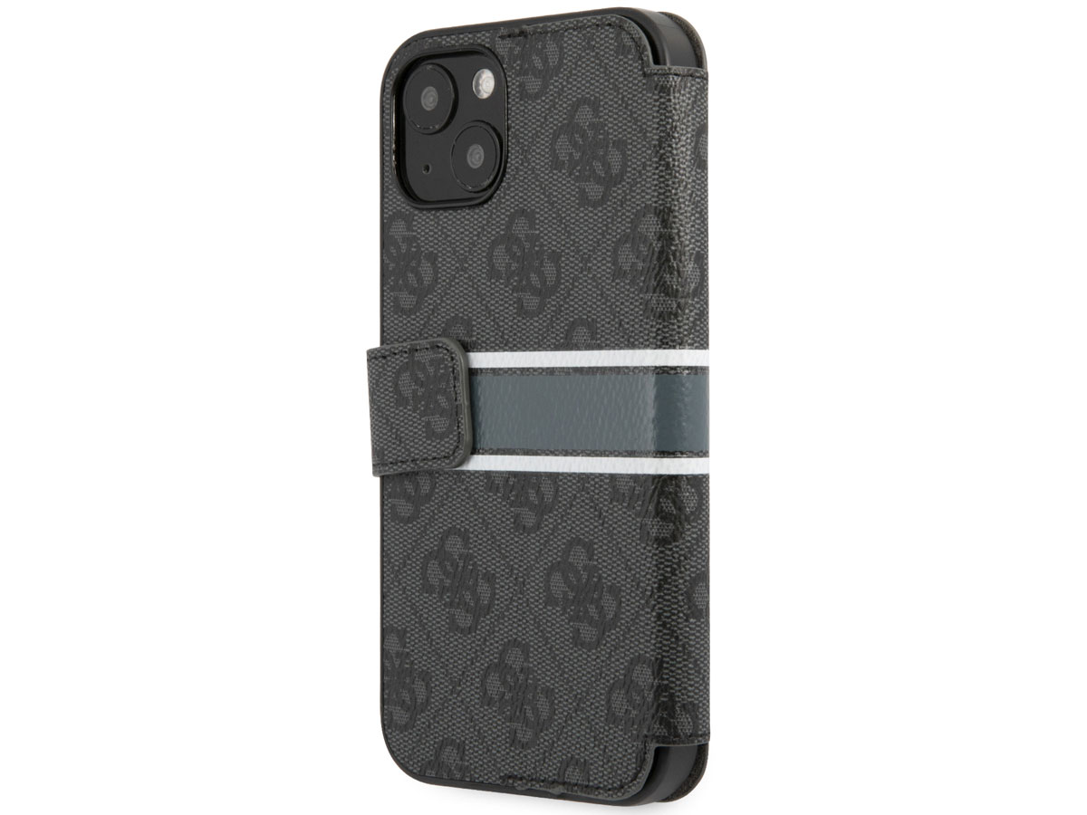 Guess Stripe 4G Monogram BookCase Grijs - iPhone 13 hoesje