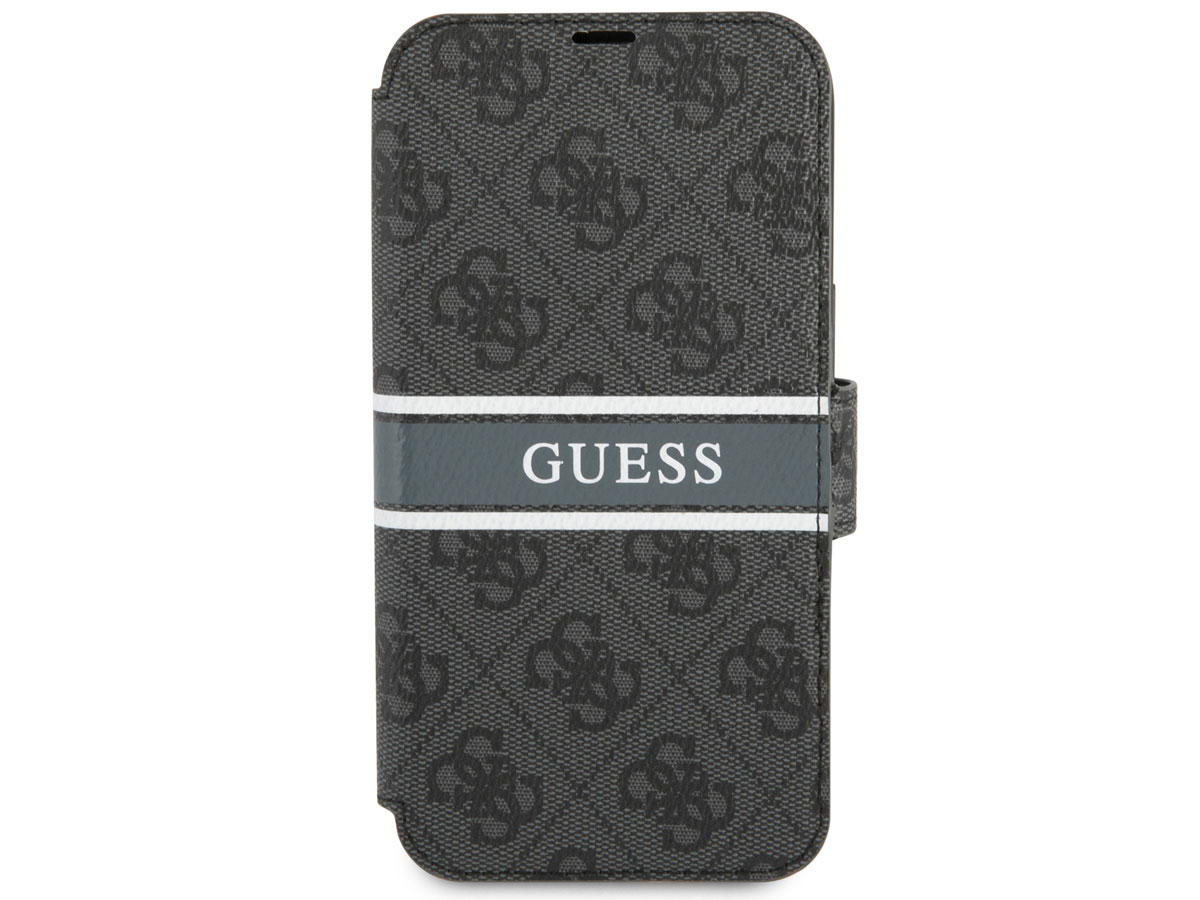 Guess Stripe 4G Monogram BookCase Grijs - iPhone 13 hoesje