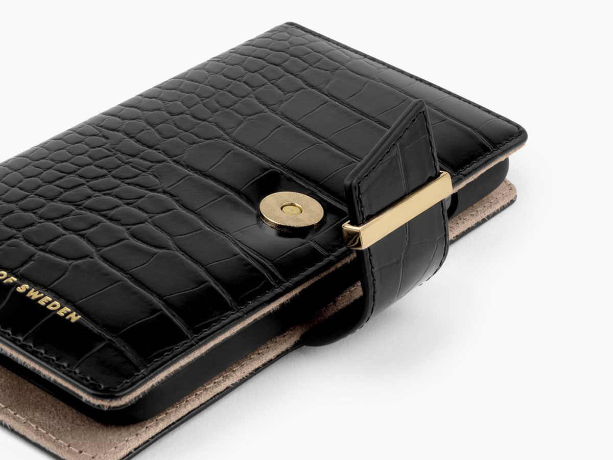 iDeal of Sweden Cora Wallet Black Croco - iPhone 13 hoesje