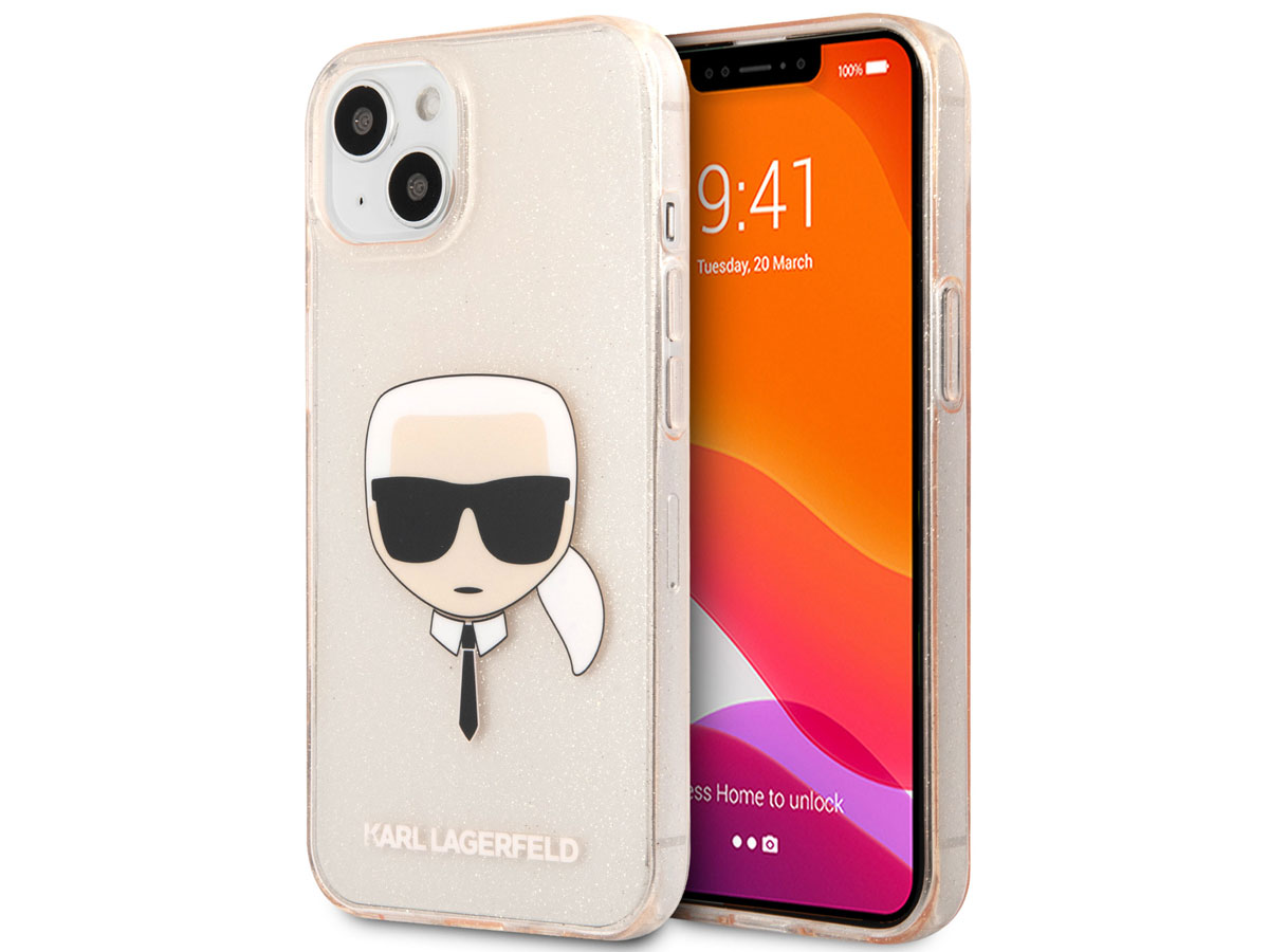 Karl Lagerfeld Ikonik Glitter Case Goud - iPhone 13 hoesje