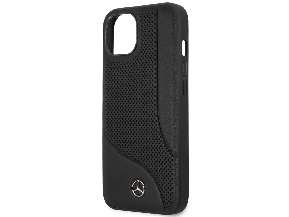 Mercedes-Benz Perforated Leather Case Zwart - iPhone 13 hoesje